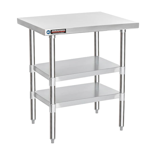 DuraSteel Food Prep Stainless Steel Table - 30 x 24 Inch Commercial Metal Workbench with Adjustable Under Shelf - NSF Certified - for Restaurant, Warehouse, Home, Kitchen, Garage