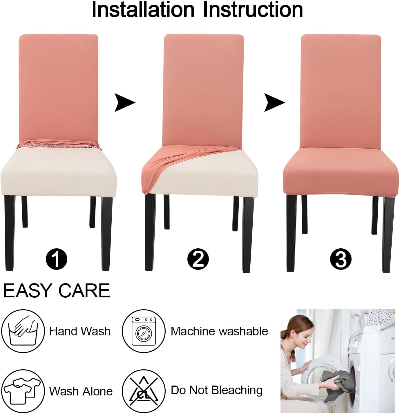 JQinHome Terra Cotta Chair Covers for Dining Room Set of 8, High Stretch Removable Washable Parsons Chair Slipcover for Home Party Hotel Wedding Ceremony (8PCS, Terra Cotta)