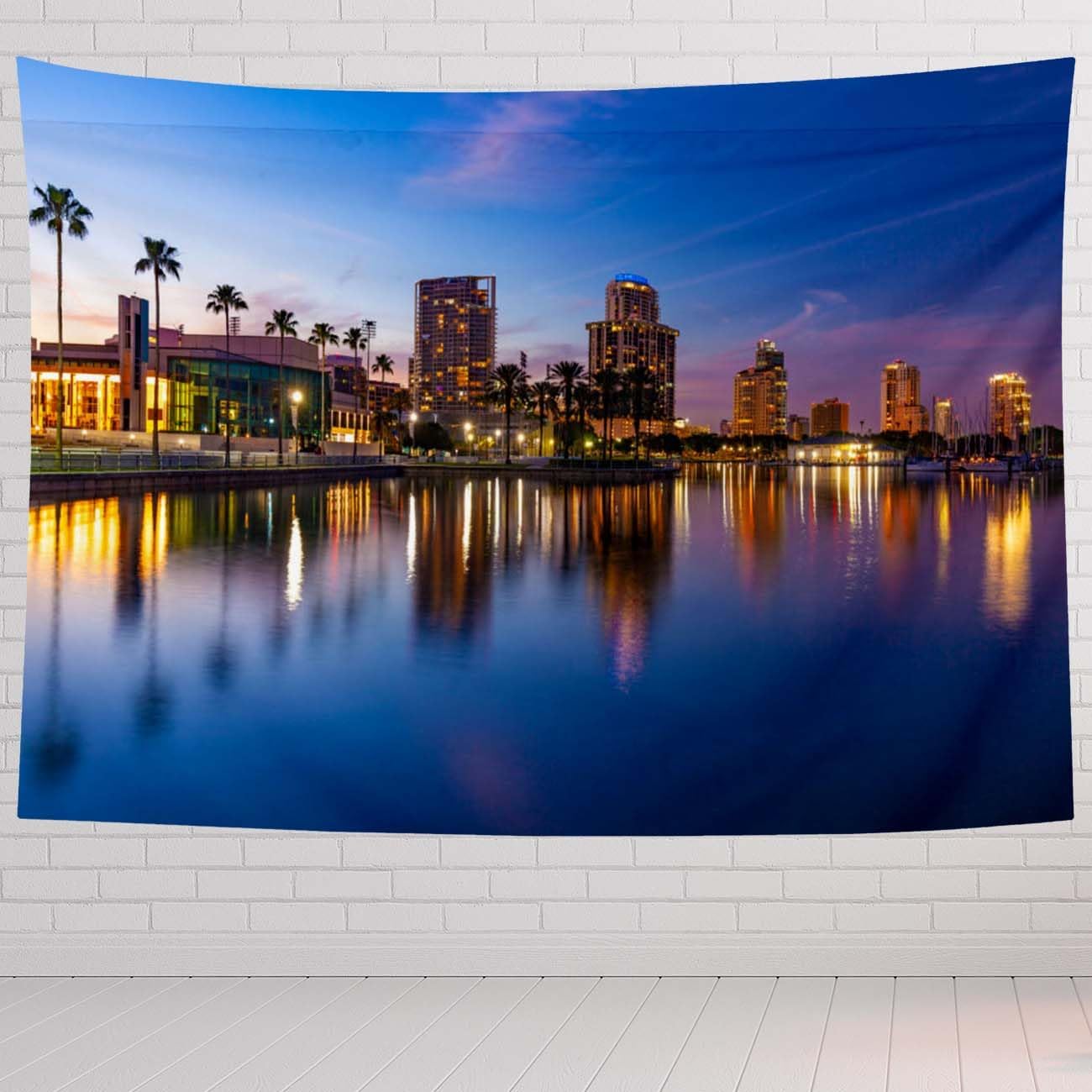 Night Tapestry For Bedroom St Petersburg Florida At Night Tapestries Wall Hanging For Living Room Dorm Office 60×40 In