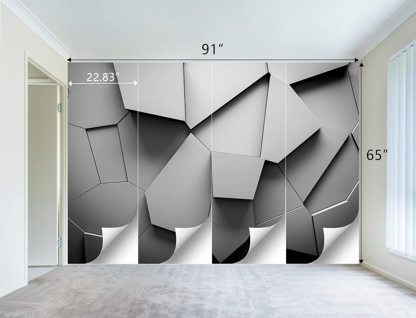 Grey Geometry wallpeper Living Room Bedroom Office Wall Mural - 91"x65"（Not Peel and Stick）