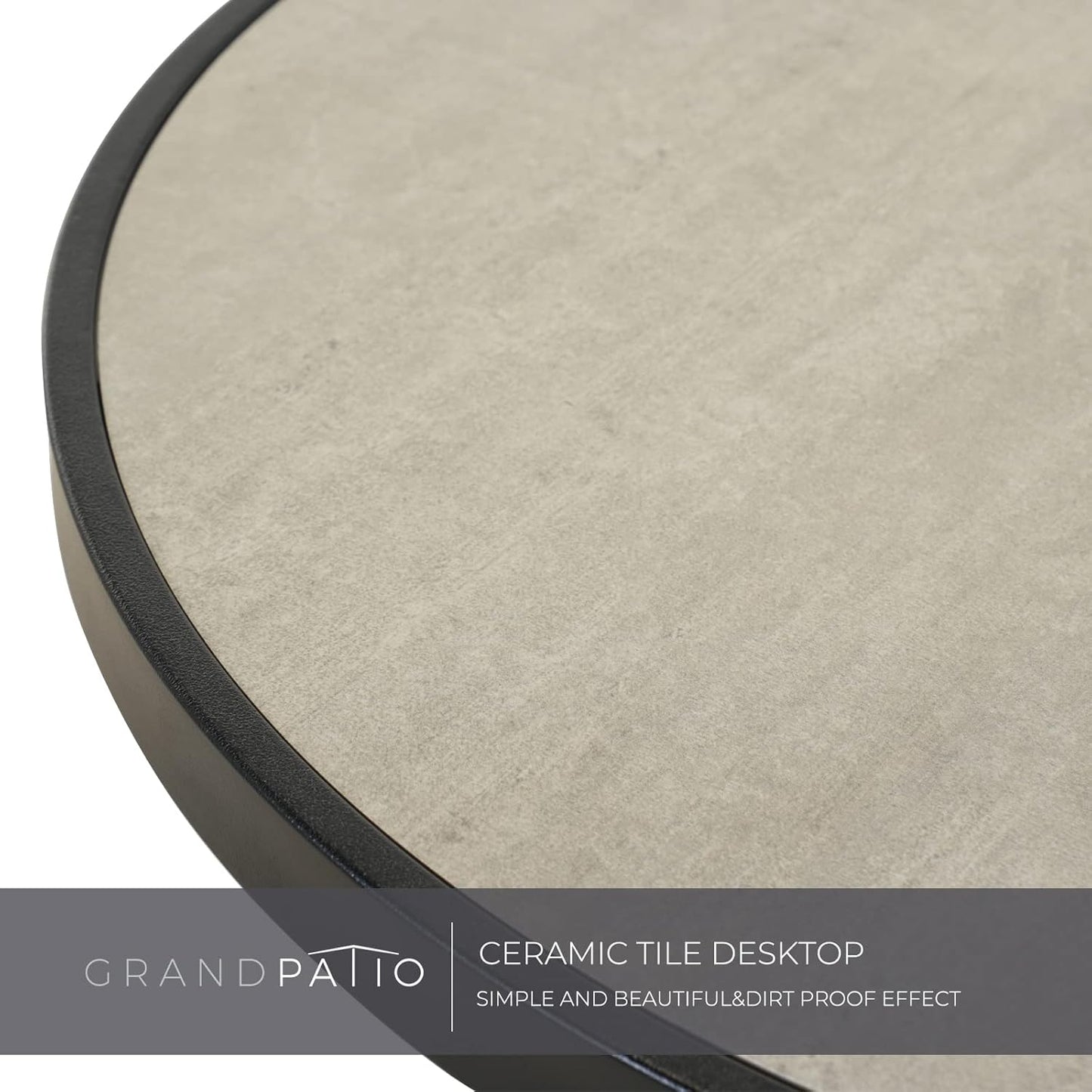 Grand patio 3 Piece Counter Height Patio Bar Set, Modern Round Bar Table and Swivel Bar Stools for Outdoor Kitchen Bistro Small Space Restaurant (Black&Grey Plaid, 3PC)