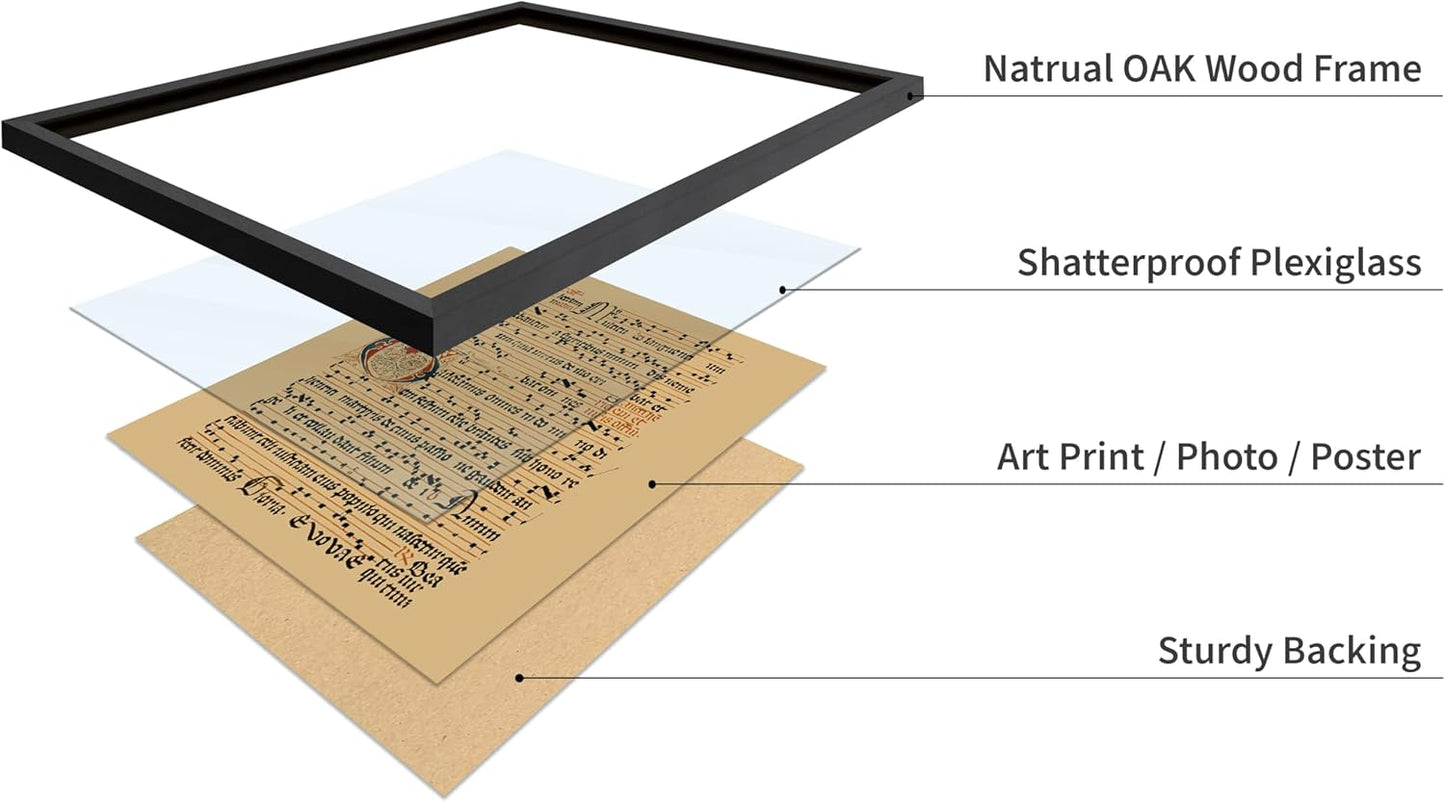 Poster Master Vintage Hymnal Poster - Retro Music Print - Gift for Artist, Friend - Graduale Aboense, Gregorian Chant Manuscript, Score - Wall Decor for Living Room, Bedroom, 8x10 Black Framed