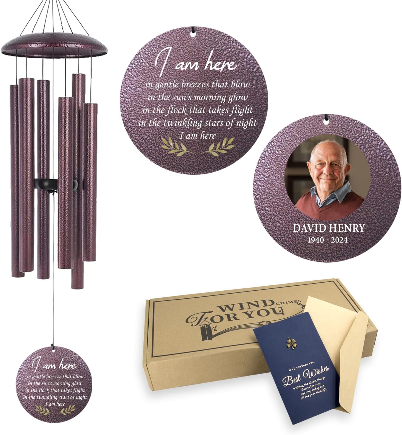 ASTARIN Happy Retirement Gifts Wind Chimes, Personalized 30" Wind Chime for Teacher Coworkers Boss, Personalized Retire Gifts Deep Tone Windchime