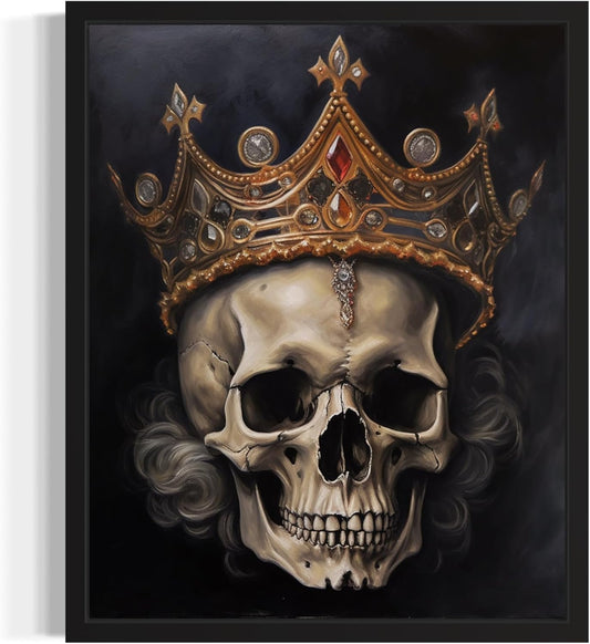 Skull Queen Poster Art Print, Halloween Scary Vintage Wall Art Academia Spooky Painting Decoration for Horror Prints, Gothic Posters Bedroom Decor 89 (Skull Queen, 8 x 10 inches, Unframed)