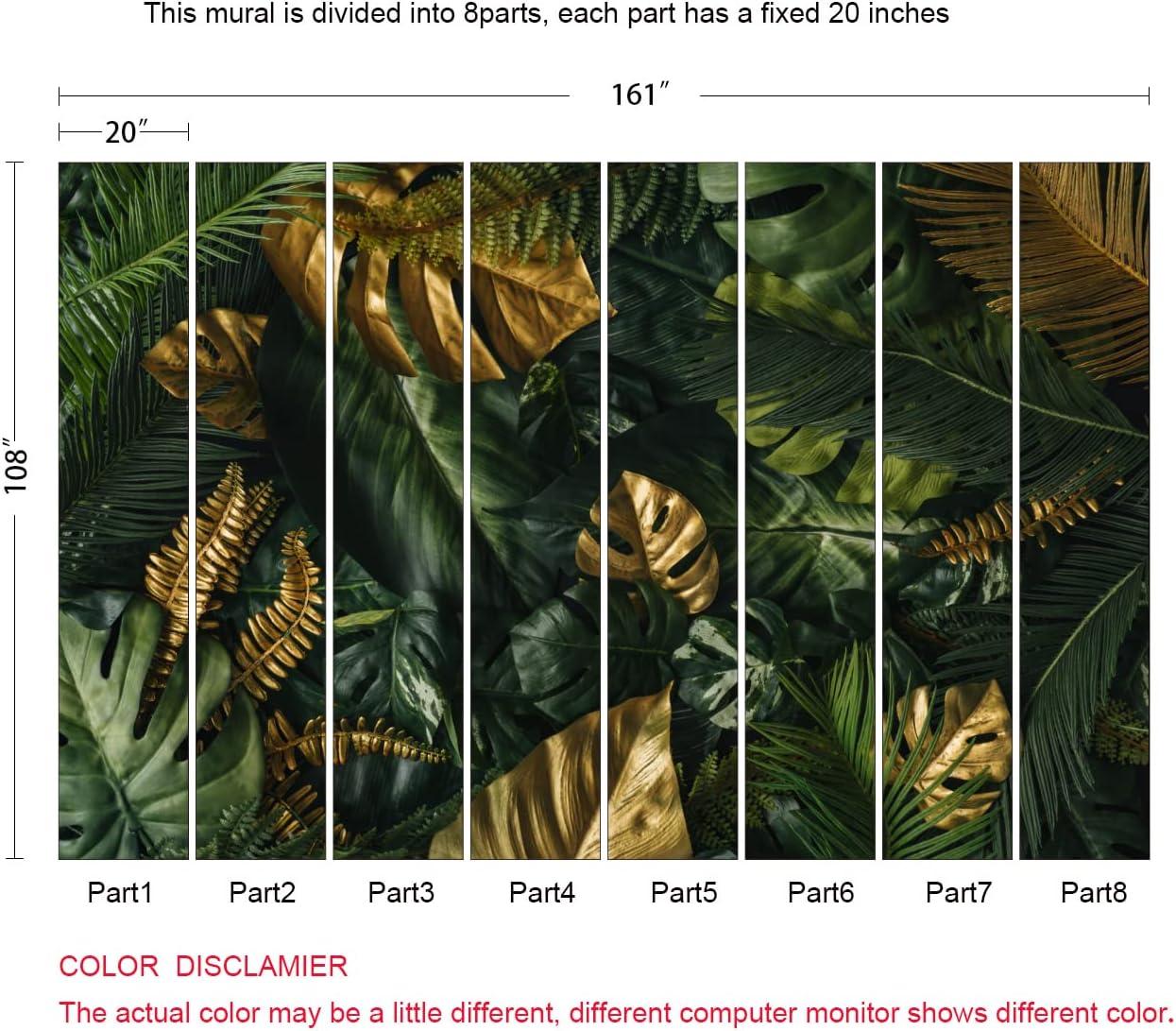 Tropical Wallpaper Jungle Banana Leaf Wall Mural Wallpaper for Living Room (Not Peel n' Stick)