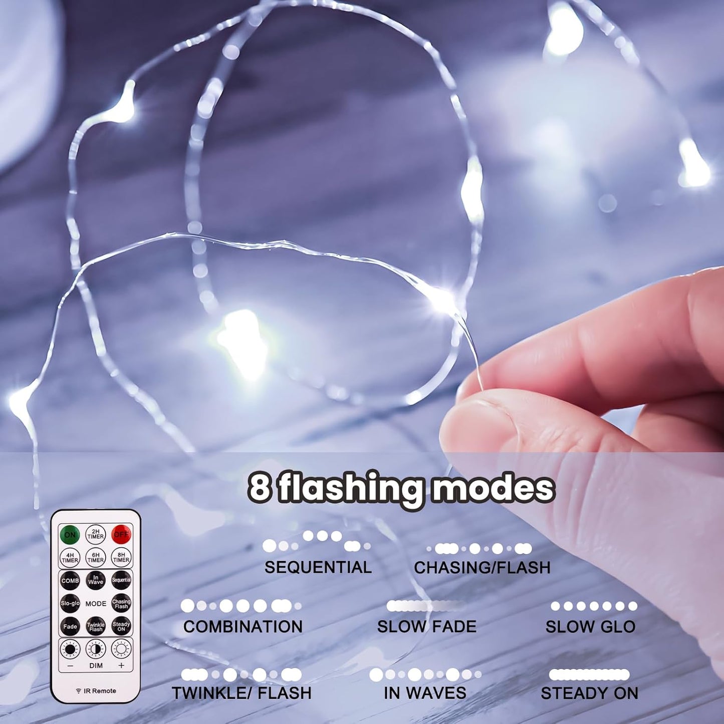 HXWEIYE 300LED Fairy Curtain Light (Upgrade Two Kinds of Light Clips) with Remote 8 Modes Times，9.8x9.8Ft White USB Plug-in Christmas Hanging String Light for Bedroom, Parties, Walls, Windows