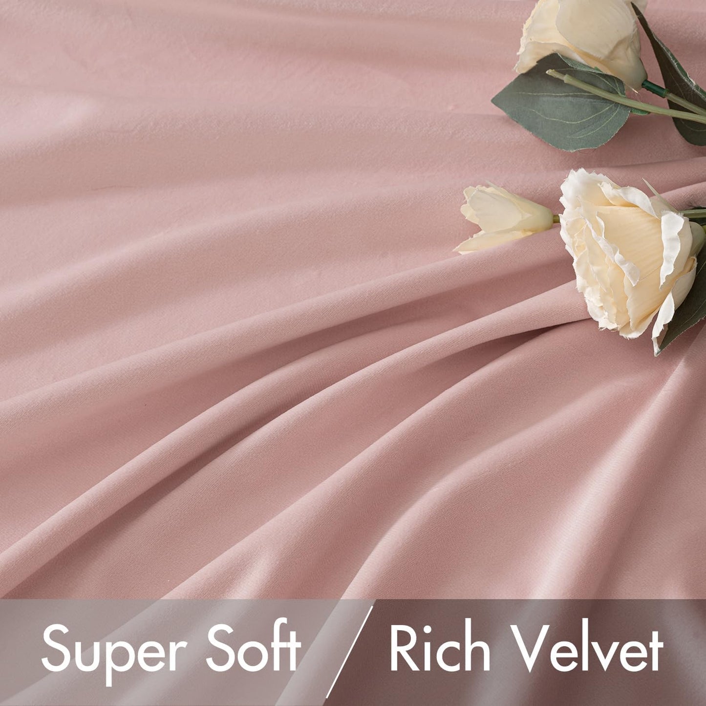 MIULEE Baby Pink Velvet Curtains 84 inches 2 Panels - Luxury Room Darkening Window Drapes for Bedroom Living Room Thermal Insulated Super Soft Blackout, Back Tab Rod Pocket Pinch Pleated, W52 x L84