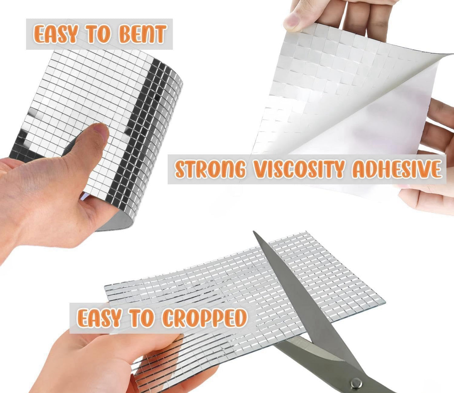 Disco Mirror Tiles,7200 Pcs Self-Adhesive Glass Mini Square Mosaic Tiles/Stickers for DIY Craft Decoration,5 x 5 mm