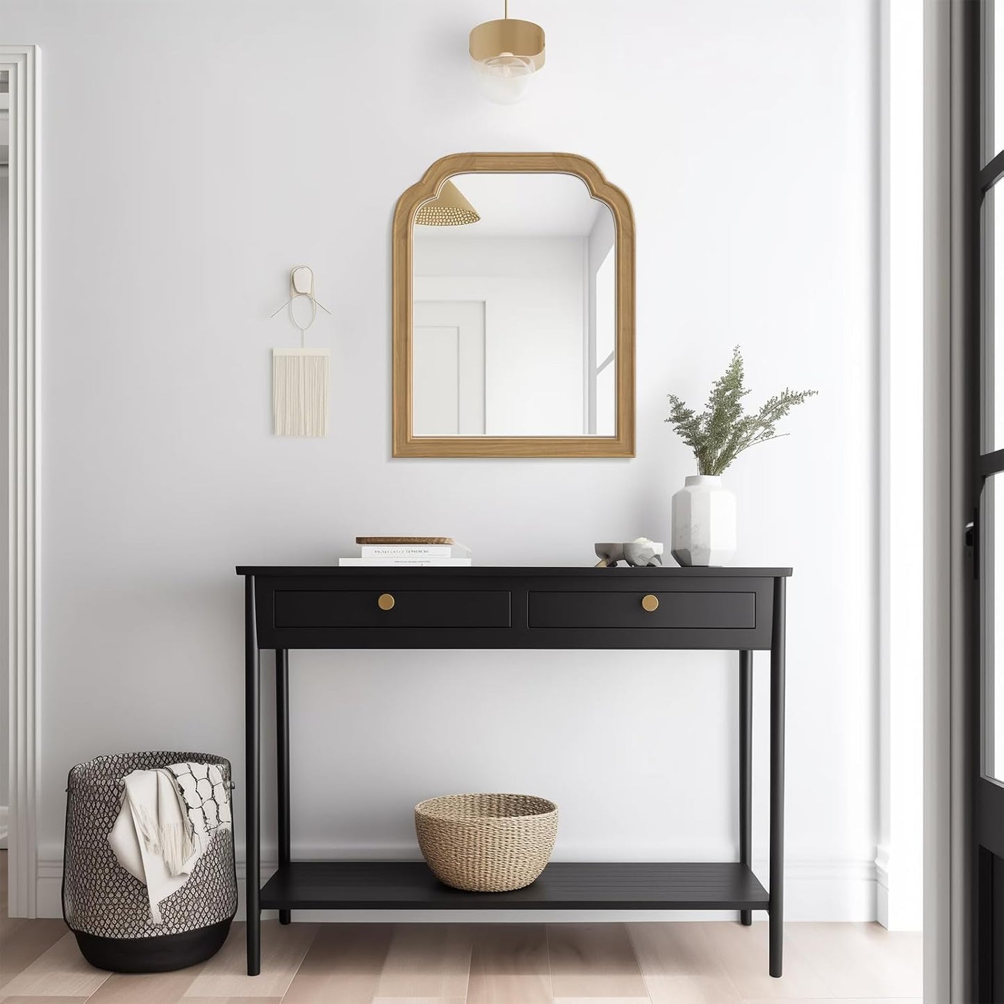 WallBeyond Wood Frame Wall Mirror Decor for Entryway, Living Room or Bedroom Home Decor - Light Woodgrain 16" x 20" Natural Color