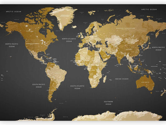 artgeist Wall Mural World Map 197x138 in - XXL Non-Woven Wallpaper Fleece Wall Decor Photo Print Picture Image Design Home Map of The World k-A-0092-a-a