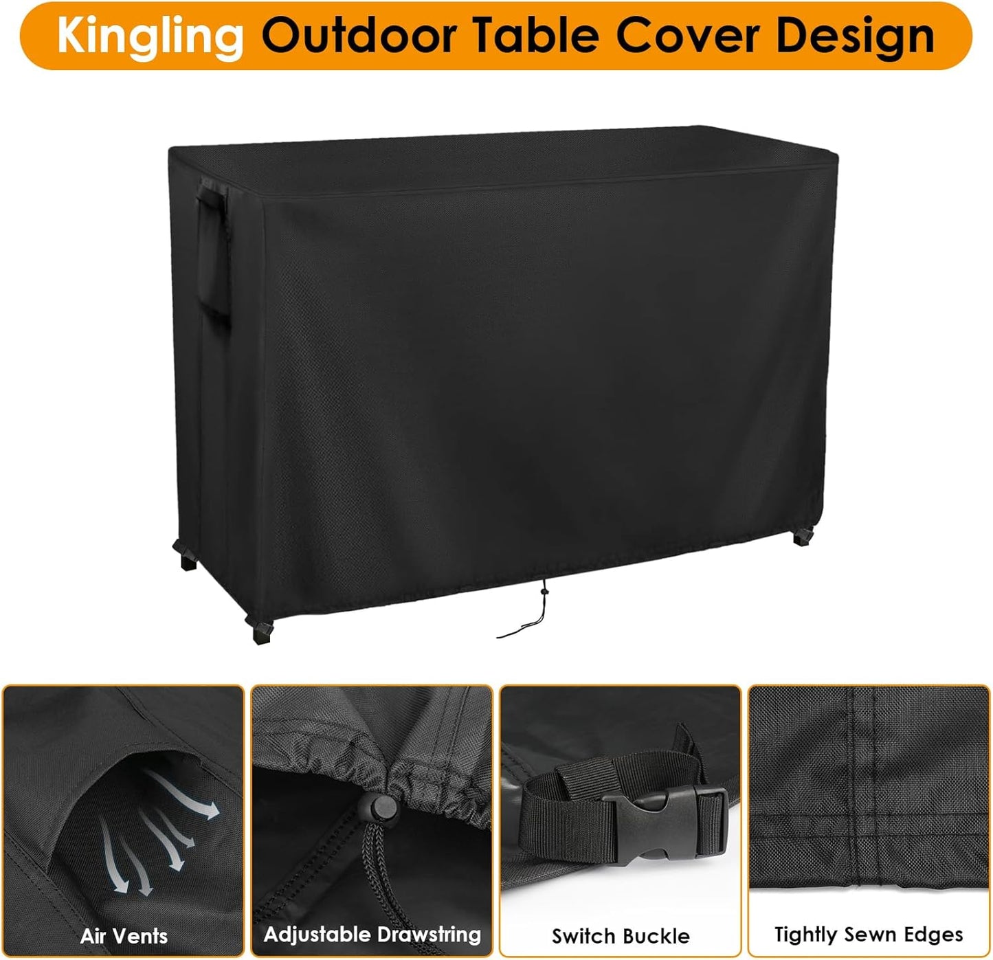 Kingling Outdoor Table Cover for Outdoor Bar Table, 78 Inch Waterproof Patio Bar Table Cover Outdoor Prep Table Covers - 78''L x 36''W x 43''H