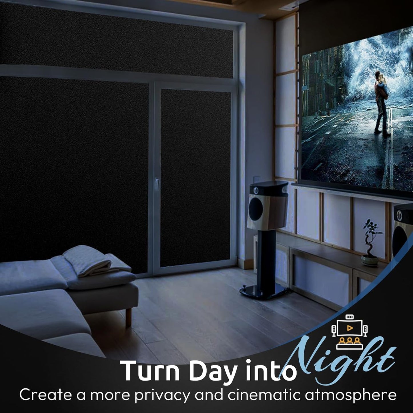 rabbitgoo Blackout Window Film, Sun Heat Blocking Privacy Cover for Glass, Removable Opaque Room Darkening Dark Black Out Window Covers Tint Shades for Home Day Sleep Light Blocker 23.6 x 157 Inches