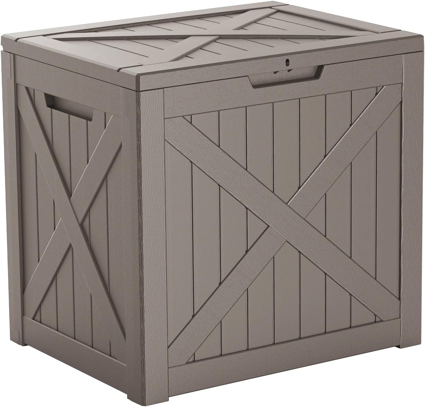 Vixzen 32 Gallon Resin Deck Box - Lockable Outdoor Storage for Patio Cushions, Garden Tools, Pool Supplies，Grey