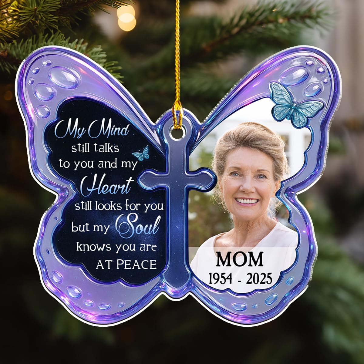 Personalized at Peace Acrylic Ornament – Memorial Gift for Loved Ones, Custom Keepsake for Remembering The Deceased