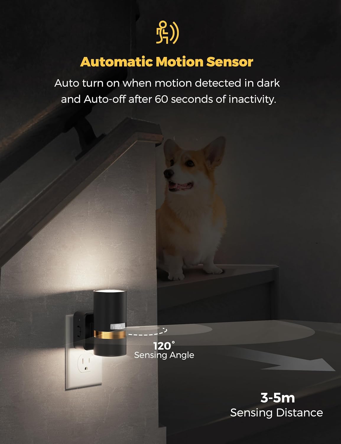 L LOHAS LED Motion Sensor Night Light Plug in, Night Lights Plug into Wall with Adjustable Brightness, 5000K Daylight White, 1W Energy-Saving Nightlight for Bathroom Bedroom Kitchen Hallway, 2 Pack