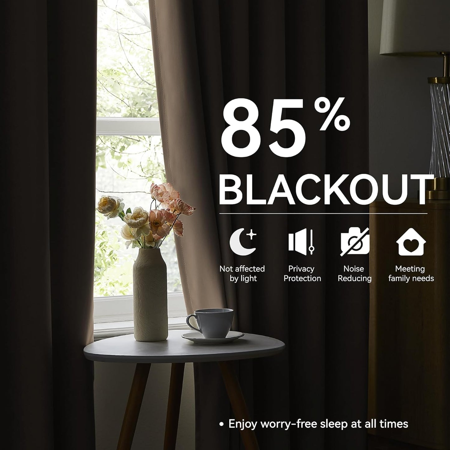 KangBang Taupe Pinch Pleated Window Curtains 2 Panels Set, 90 Inch Blackout Curtains for Bedroom Dining, Energy Saving Modern Stylish Decorative for Hotel Dorm, W40xL90