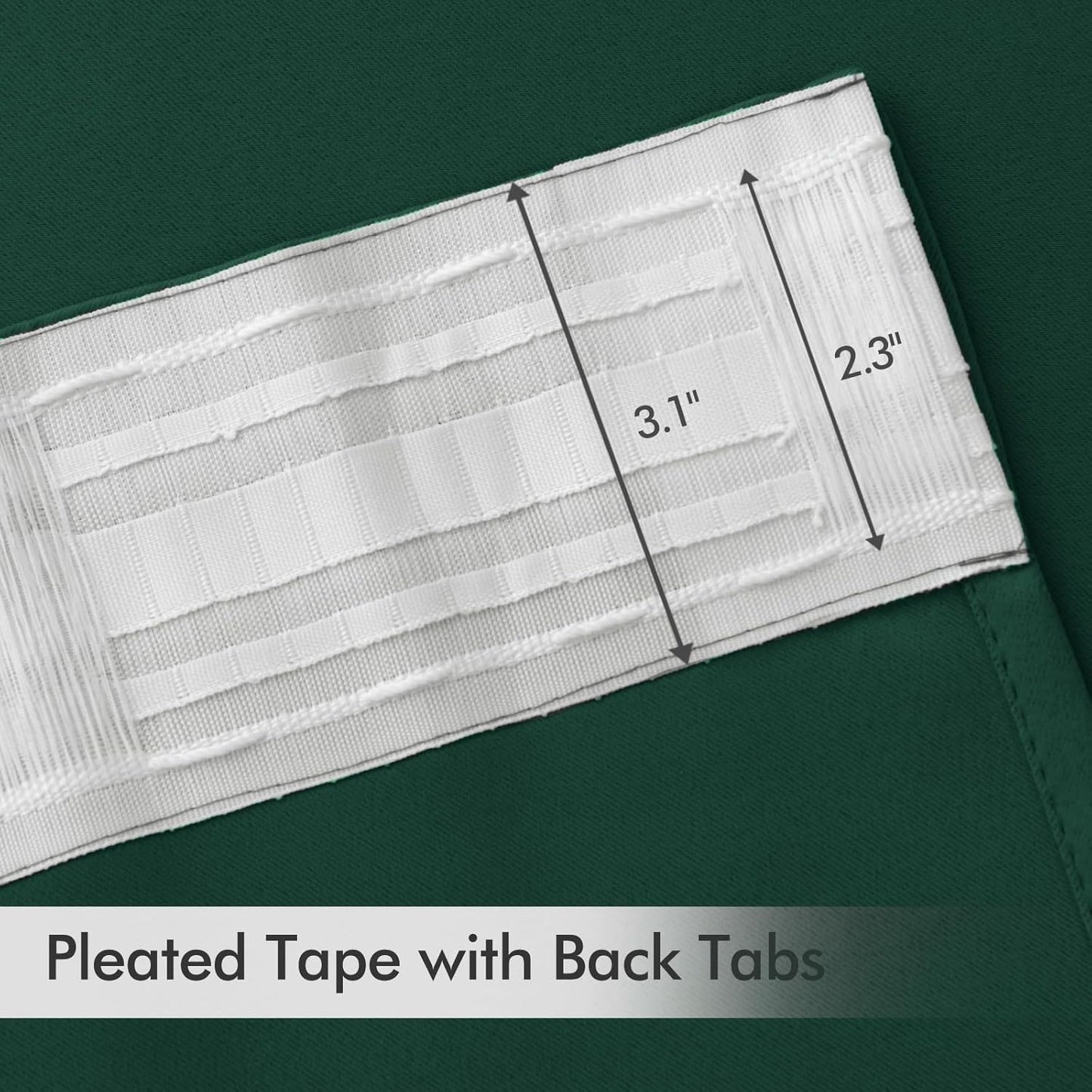 MIULEE Hunter Green Back Tab Blackout Curtains 84 Inch Length 2 Panels Set for Living Room Bedroom, Rod Pocket/Pinch Pleat Thermal Insulated Room Darkening Pleated Light Blocking Drapes