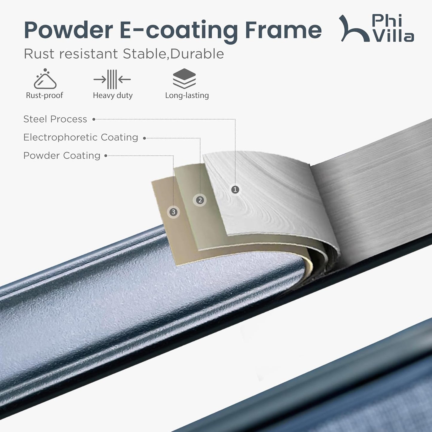 PHI VILLA Outdoor Bar Set, 7 Piece Patio Dining Table and Swivel Bar Stools with Metal Table, for Garden, Pool, Yard and Terrace