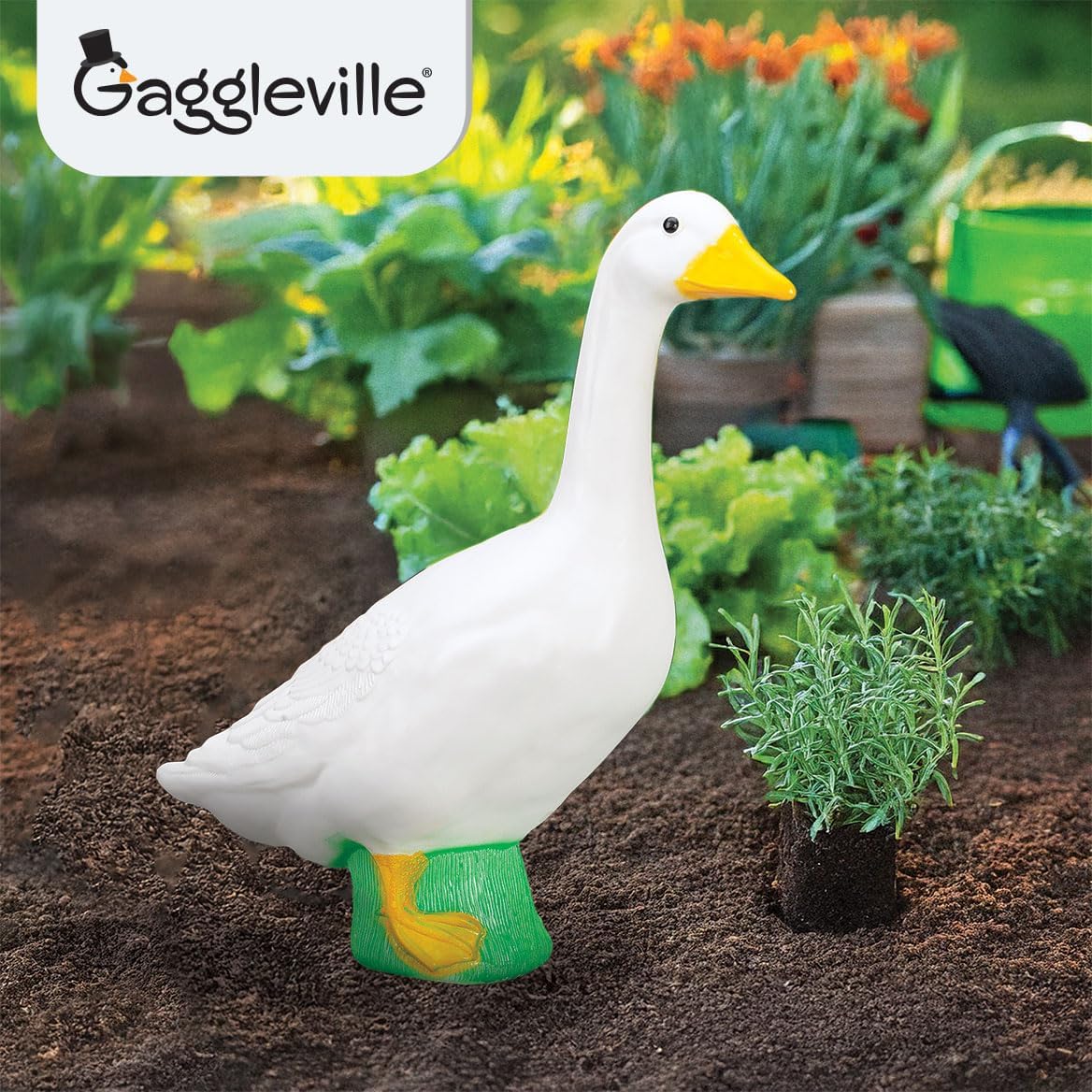 Fox Valley Traders Gaggleville Porch Goose Baby Statue – Charming 17" Outdoor Decorative Figurine for Garden, Patio, or Entryway Accent