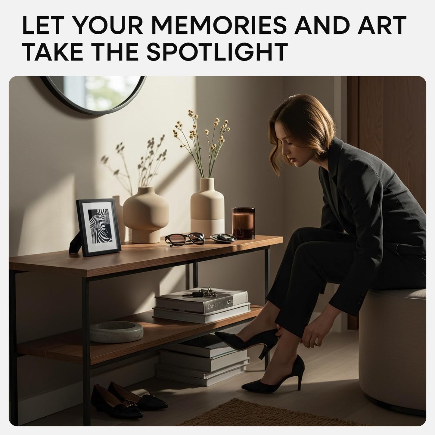 Homeforia 5x7 Picture Frame Black, High End Metal 5 x 7 Black Frames with Mat 4 x 6 for Art, 5x7 Desk Frame Matted to 4x6 inch Photo, 5 by 7 Wall or Tabletop Frames, Tempered Glass, Wall Kit, Set of 1