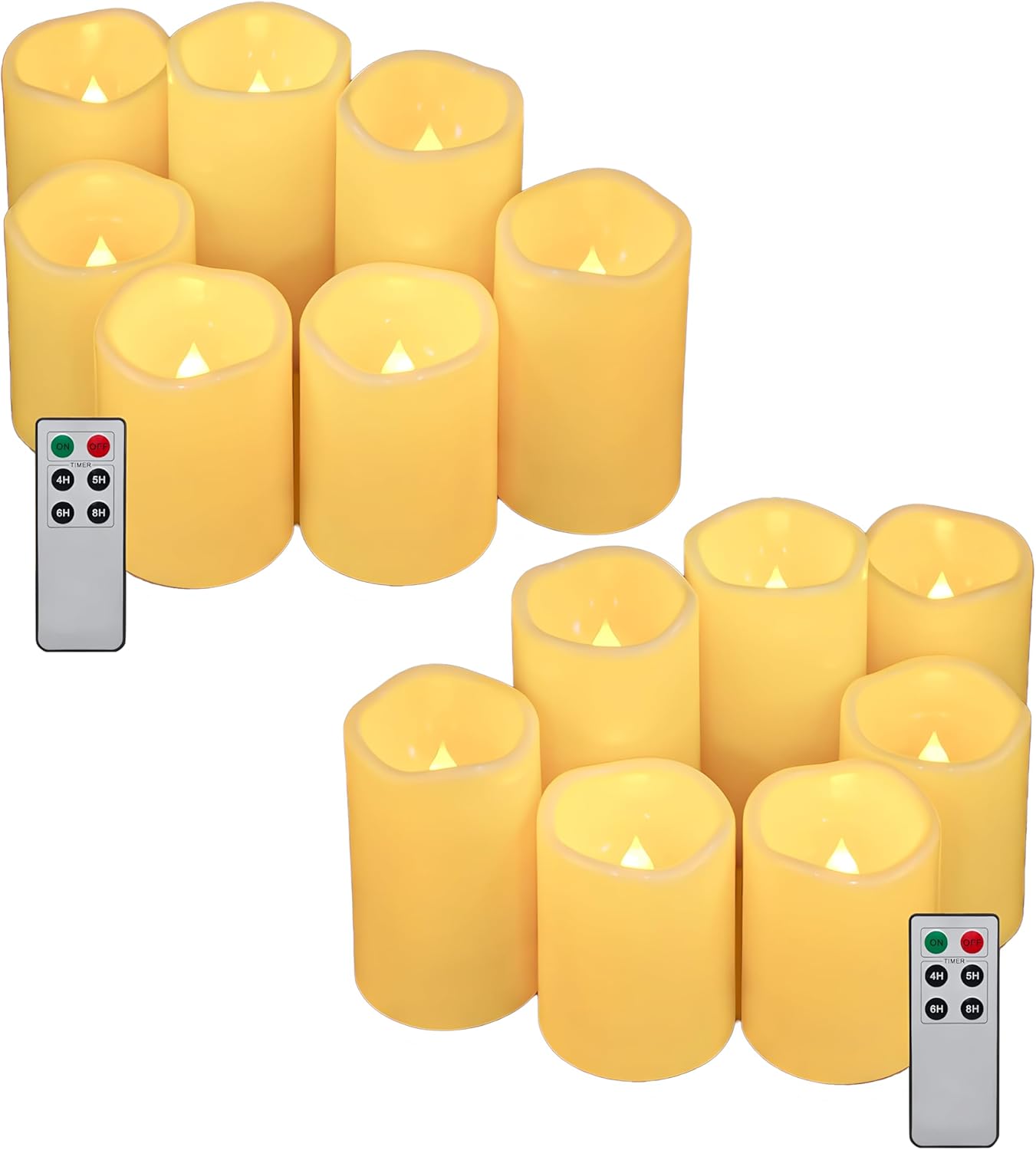 Aignis 14pcs Flameless LED Candles Battery Operated with Remote Timer, Outdoor Indoor Waterproof, Warm Glow for Cozy & Romantic Home/Wedding/Holiday Décor (D 3'' x H 4''/5''/6'')