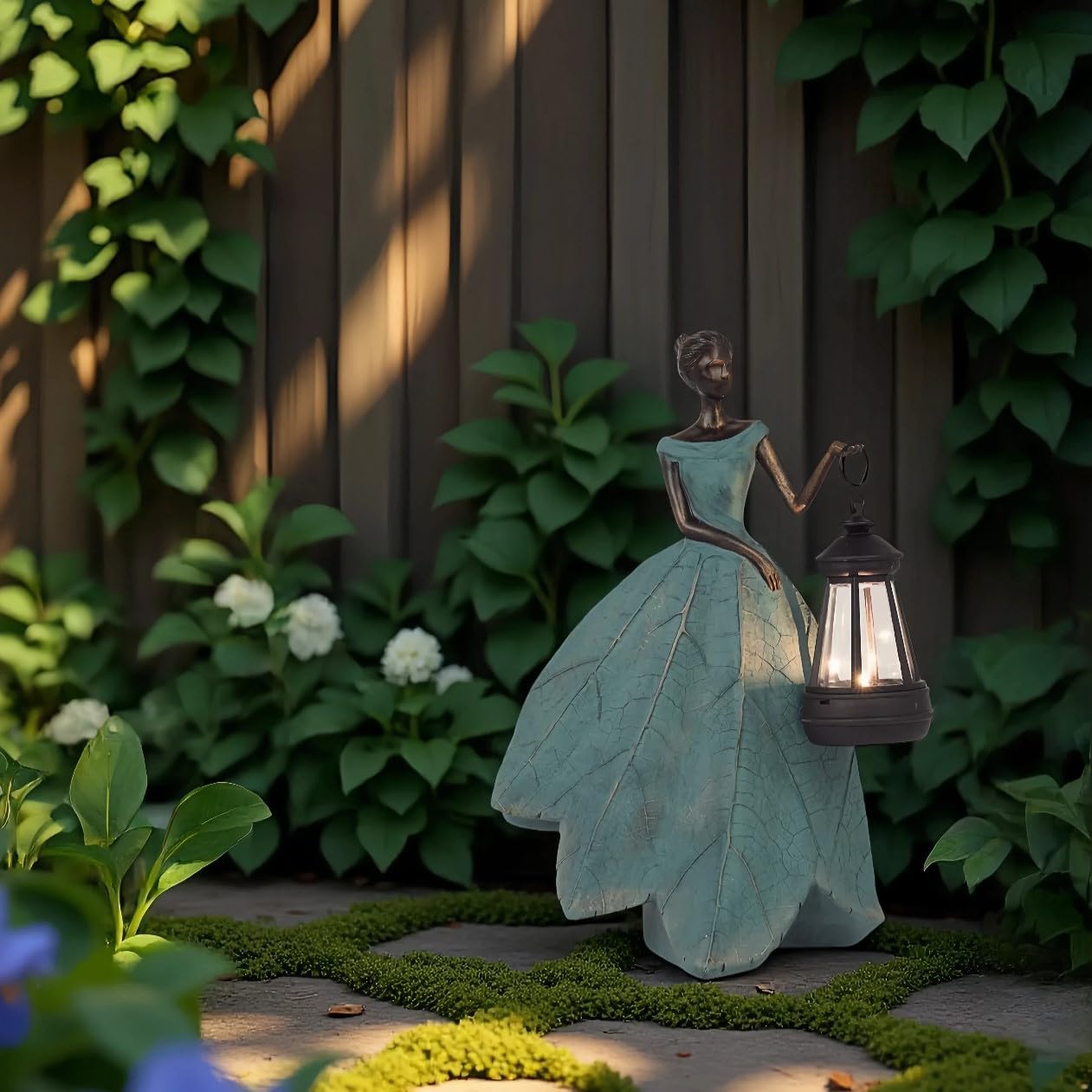 Guichifun Fairy Statues Solar Outdoor Lights - Resin Garden Figurines Decorations for Patio Yard Lawn Decor Housewarming Gardening Gifts for Women Mom 7.4 x 5.3 x 12 Inch