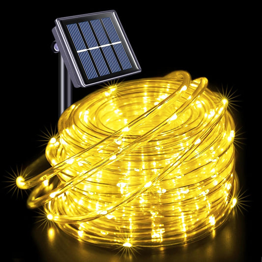 JMEXSUSS 100 LED Solar Rope Lights Outdoor Waterproof, 33ft IP65 Waterproof Solar Trampoline Lights, 8 Modes Solar String Lights for Outside Camping Tent Trampoline