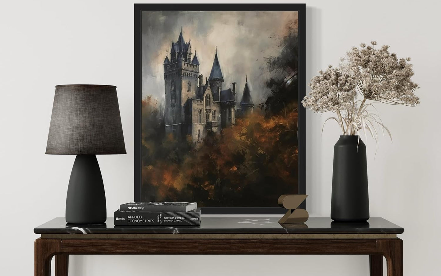 Old Castle Poster Art Print, Halloween Scary Vintage Wall Art Academia Spooky Painting Decoration for Horror Prints, Gothic Posters Bedroom Decor 89 (Old Castle, 16 x 20 inches, Black Frame)