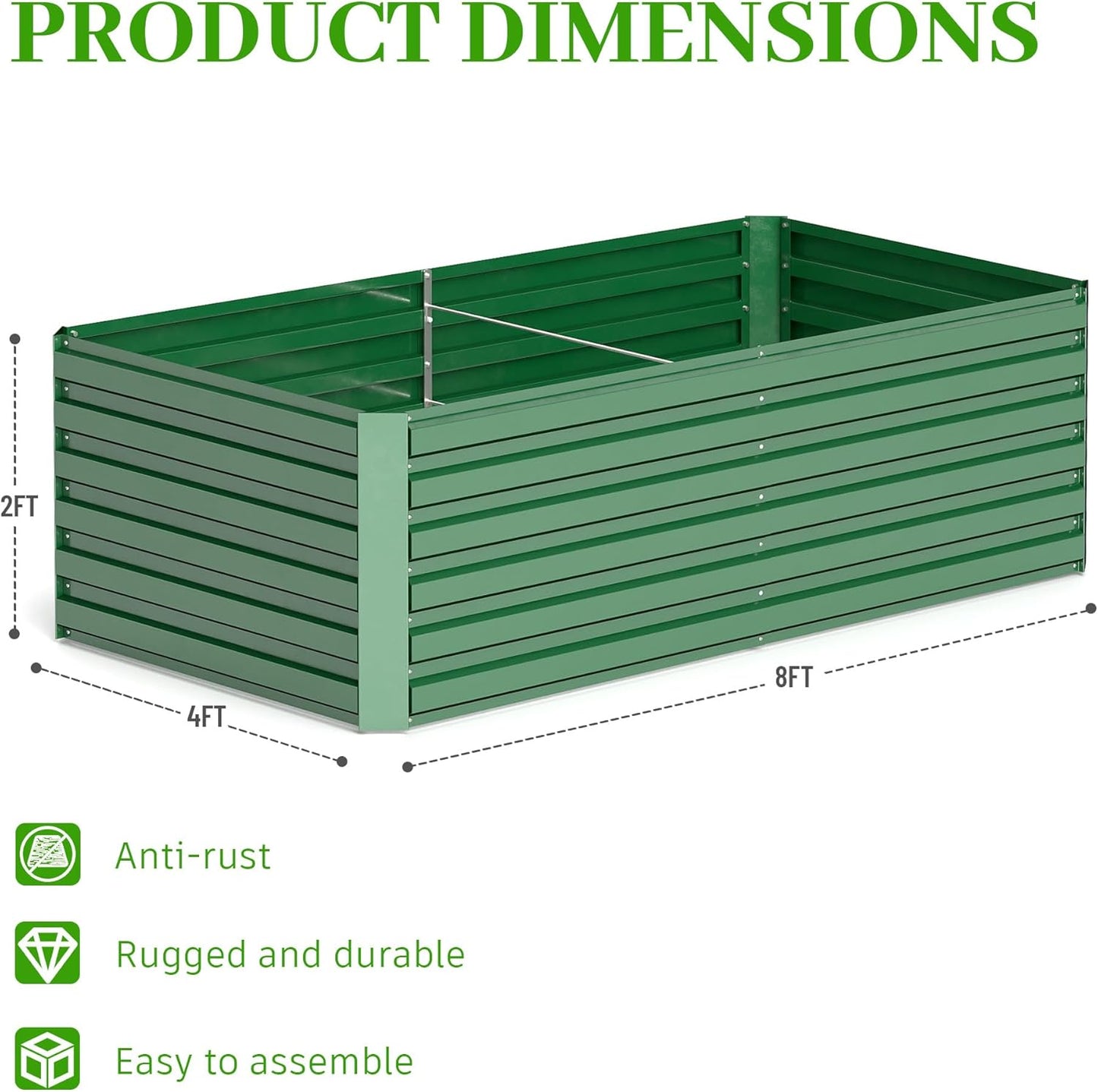 8x4x2 ft Outdoor Raised Garden Bed, Large Metal Planter Raised Beds, Planters for Outdoor Plants for Vegetables, Flowers, Herbs, Fruits, and Succulents.(2 Pcs)