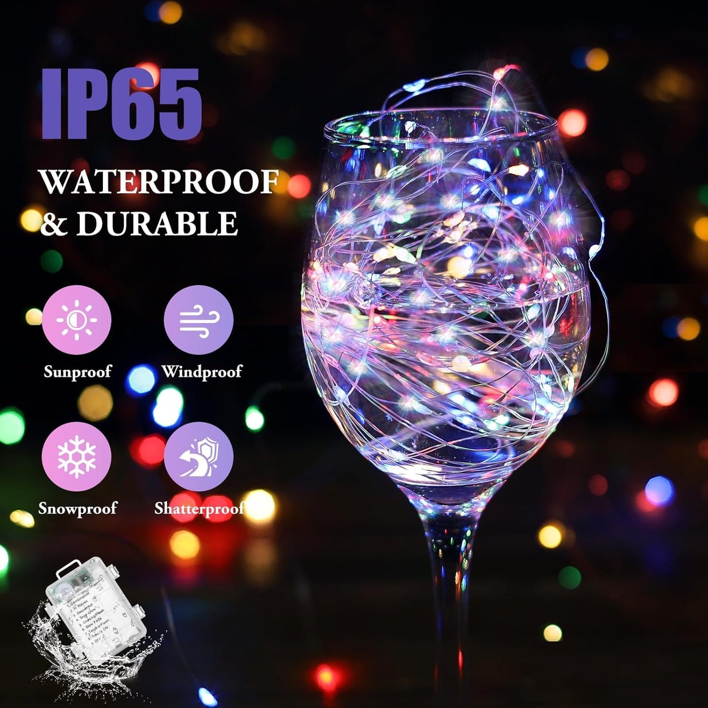 4 Pack 100 LED Fairy Lights Battery Operated with Timer & Remote, 33FT Waterproof Twinkle Lights Indoor Outdoor, Fairy String lights for Bedroom Classroom DIY Wedding Christmas Decorations, Multicolor