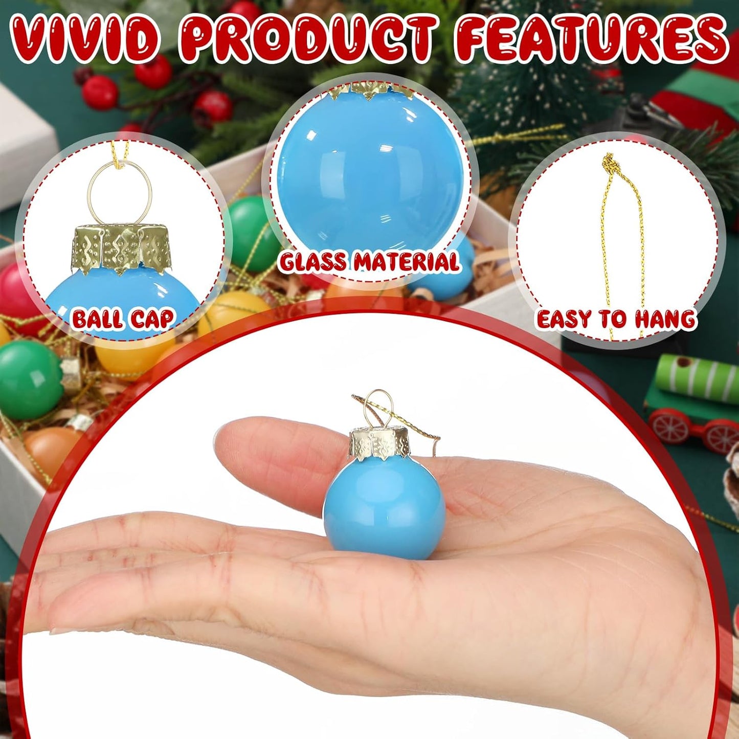 Tioncy 32 Pcs 1 Inch Mini Glass Christmas Ornaments Balls Shiny Christmas Balls Tiny Tree Hanging Decoration Small Colorful Ball Pendant for Xmas Party Supplies(Neon Color)