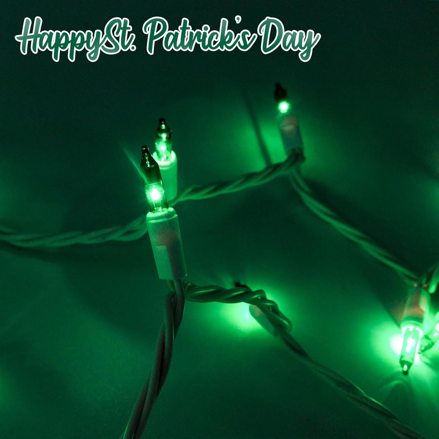 St. Patrick's Day Mini String Lights Green Christmas Lights, 50FT 200 Incandescent Bulbs Green Lights with White Wire for Christmas Tree, Garland, Indoor & Outdoor St Patricks Day Decoration