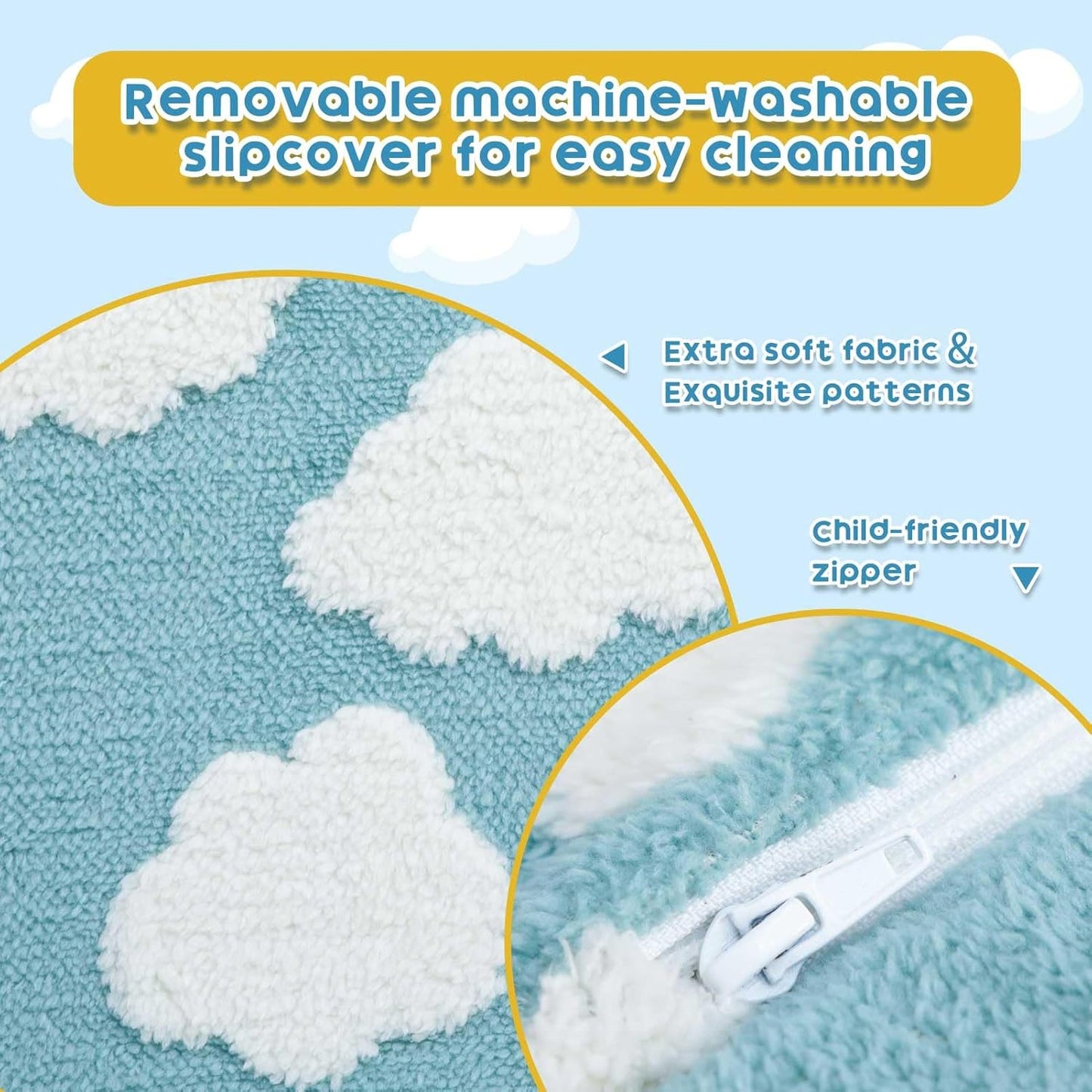 ALIMORDEN Kids Ultra-Soft Snuggle Foam Filled Chair, Toddler Cuddly Reading Couch, Blue