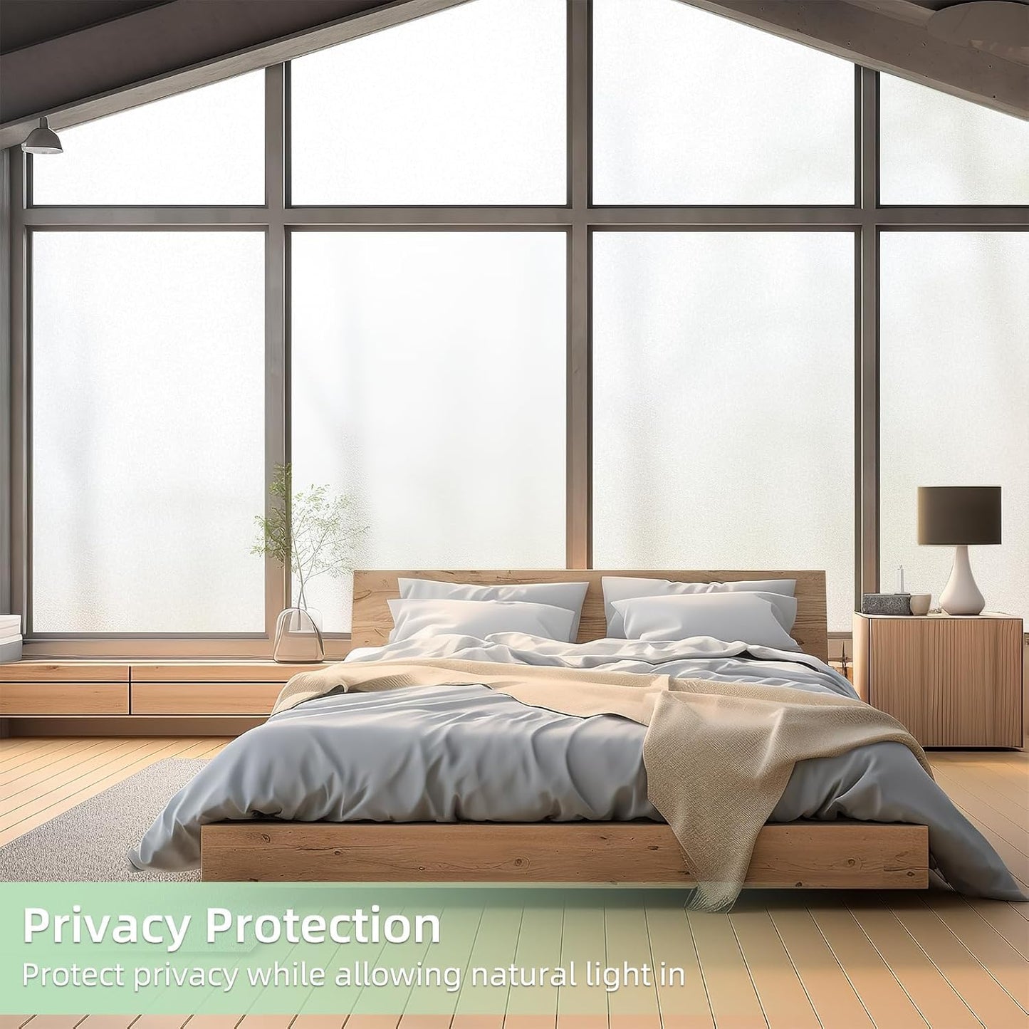 DUOFIRE Privacy Window Film Natural Frosted Glass Film Static Cling Glass Film No Glue Anti-UV Window Sticker Non Adhesive for Privacy Office Meeting Room Bathroom Living Room 29.5in. x 118in. S001