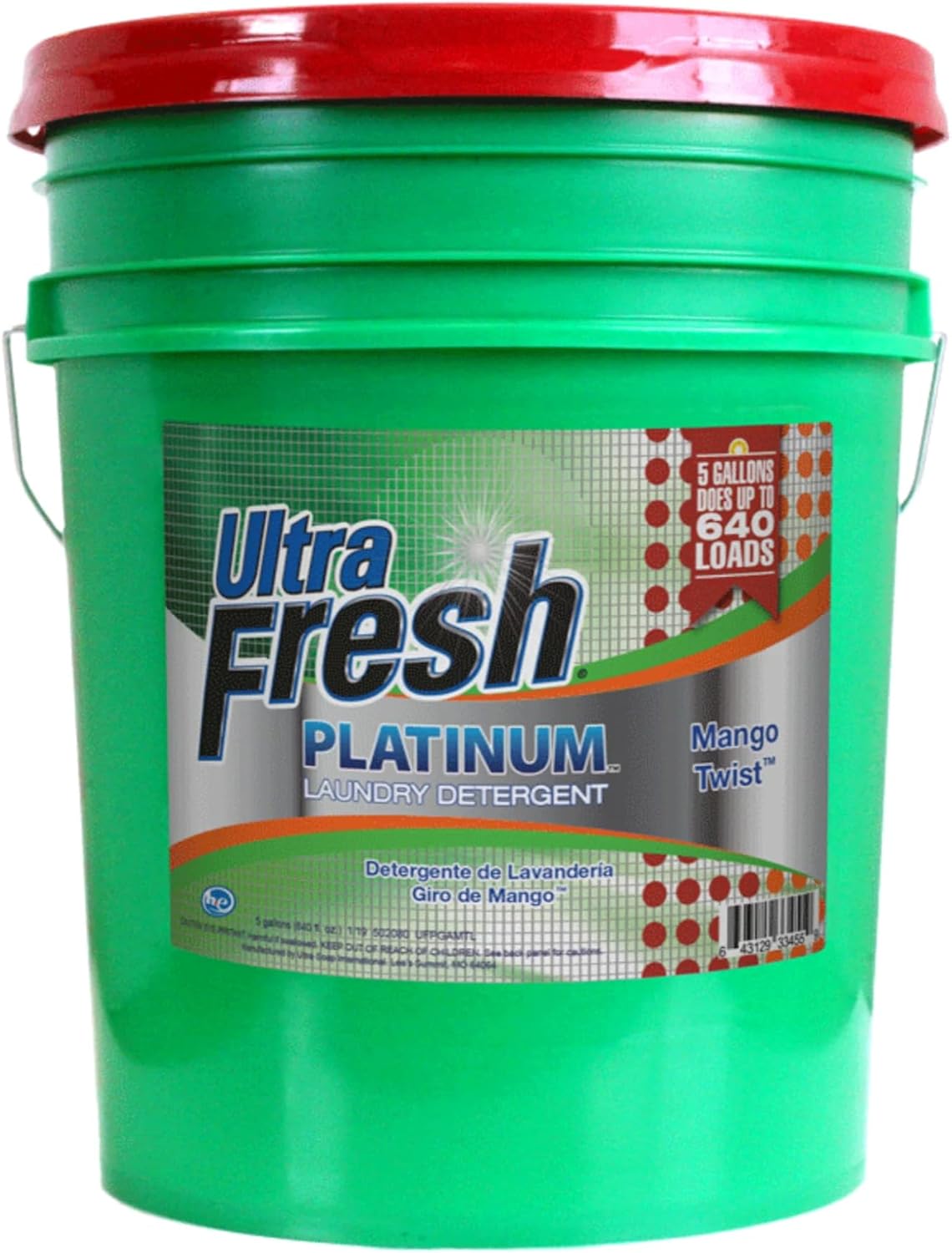 Ultra Fresh 5 Gallon Liquid Laundry Detergent Washing Soap for All Machine Types, 3X Platinum, Up to 640 Loads, Mango Twist