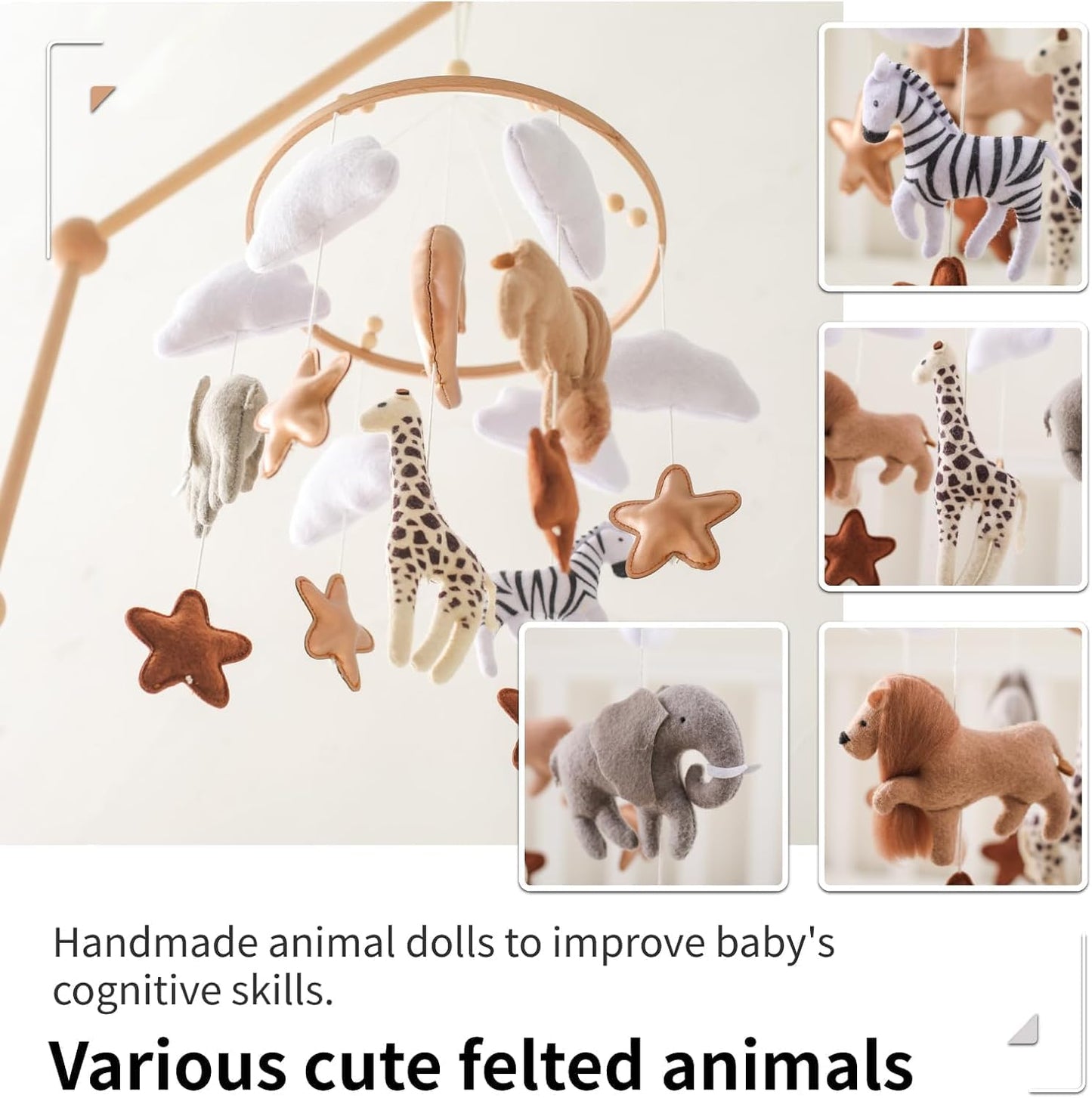 Baby Mobile for Crib, Baby Crib Mobile for Boys Girls, Baby Mobile for Bassinet, Boho Nursery Mobile, Nursery Decor Theme for Infant Bedroom Hanging, Gender Neutral Baby Gift