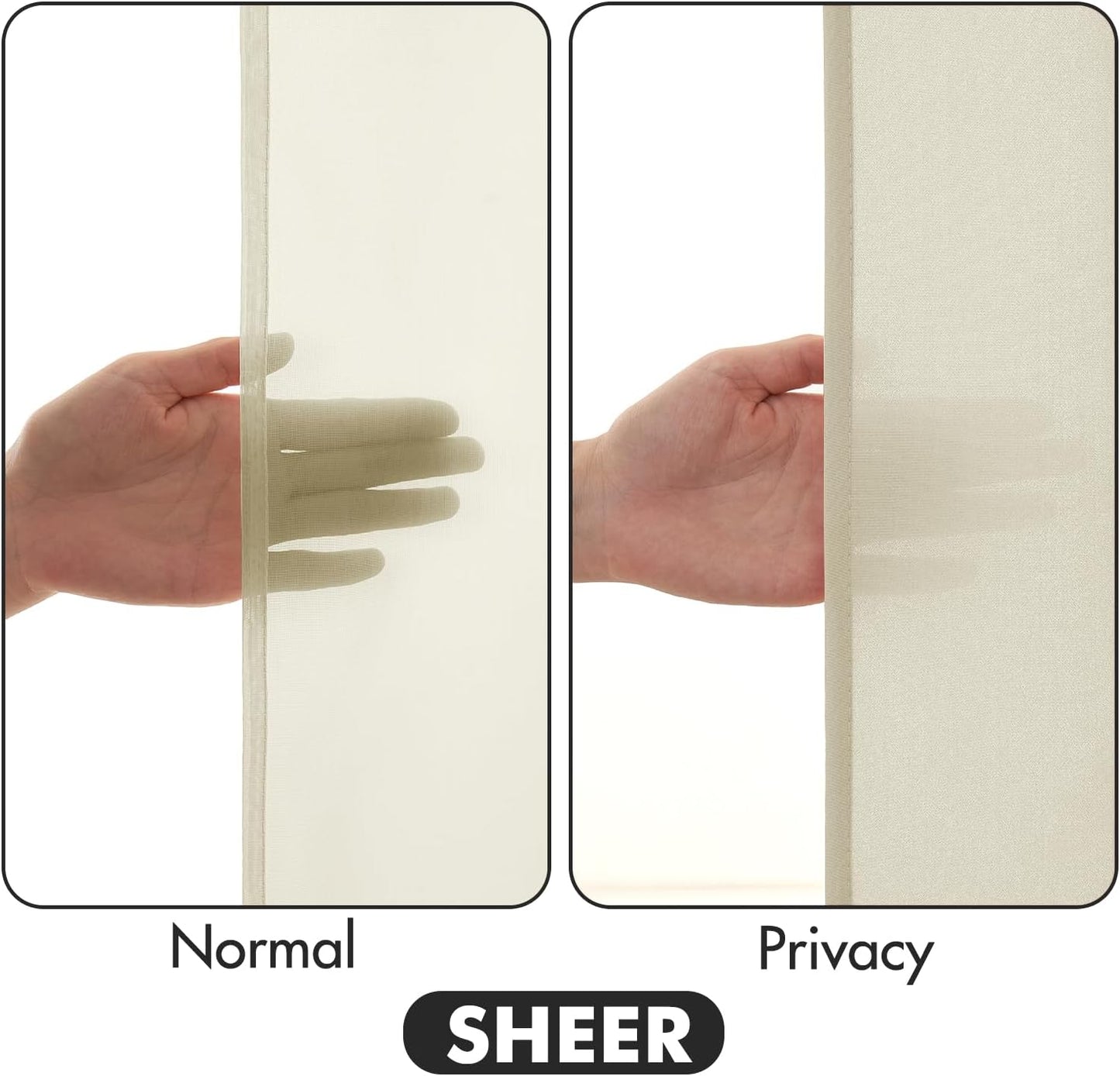 MIULEE Cream Beige Privacy Sheer Curtains That Let Light in 84 Inches Long Non-See-Through Semi Sheer Curtain Light Filtering Window Curtains Drapes for Living Room Bedroom 2 Panels Set 42 X 84