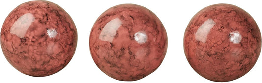 Cambria Cinnabar Marbled Orbs Sphere Balls 4 inches Diameter for Centerpiece Bowl and Tray Displays Set of Three Orbs Only