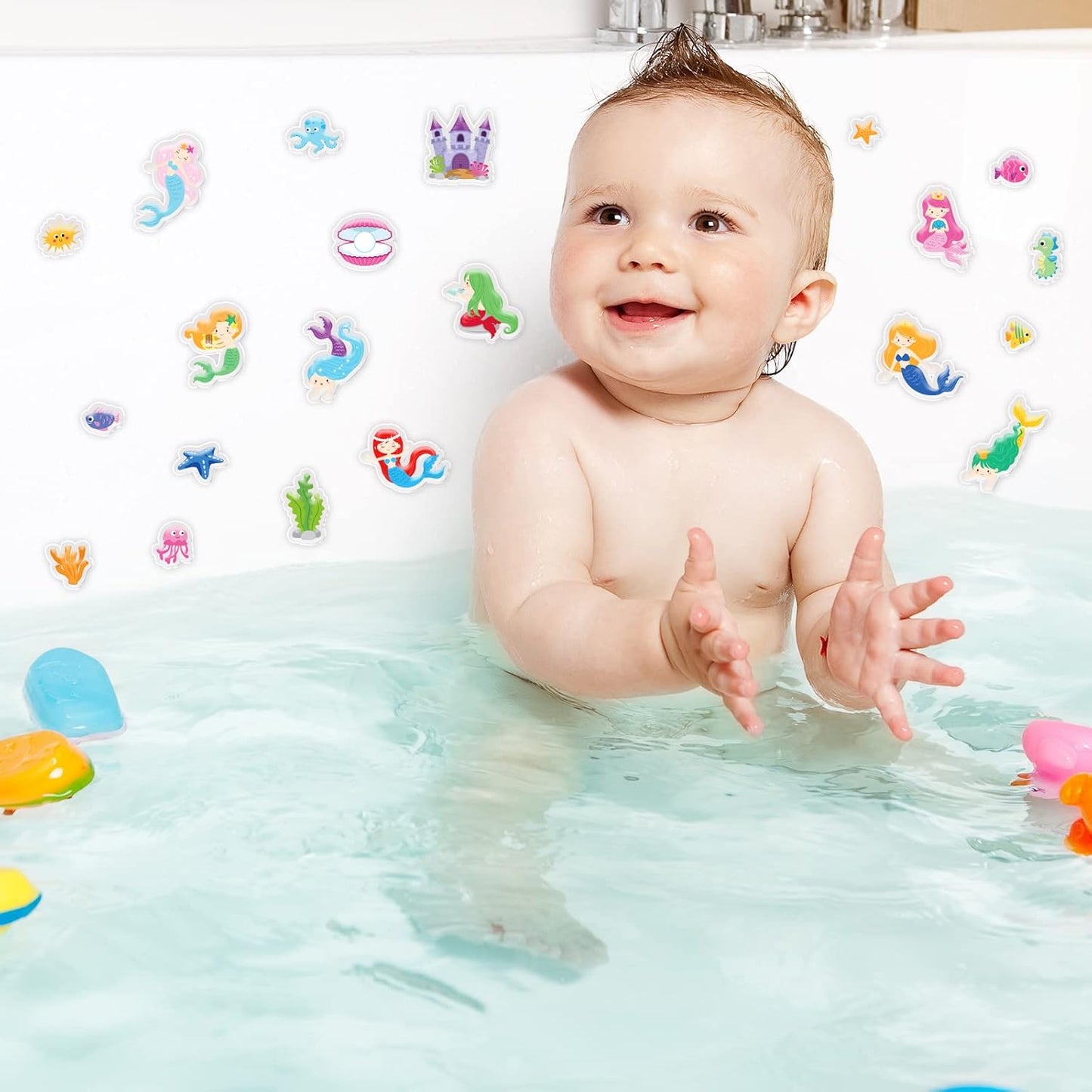 20 PCS Mermaids Thick Gel Under The Sea Window Gel Clings Decals Stickers for Kids Toddlers and Adults Home Airplane Classroom Nursery Mermaids Party Supplies Decorations Removable and Reusable