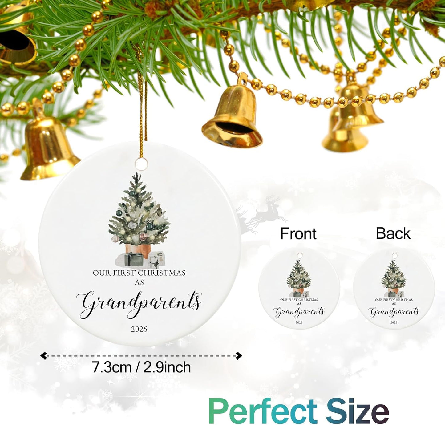 Our First Christmas as Grandparents Ornament 2025,First Time Grandparent Gifts for New Grandparents, Ceramic Keepsake New Grandparents Christmas Ornaments with Ribbon and Box