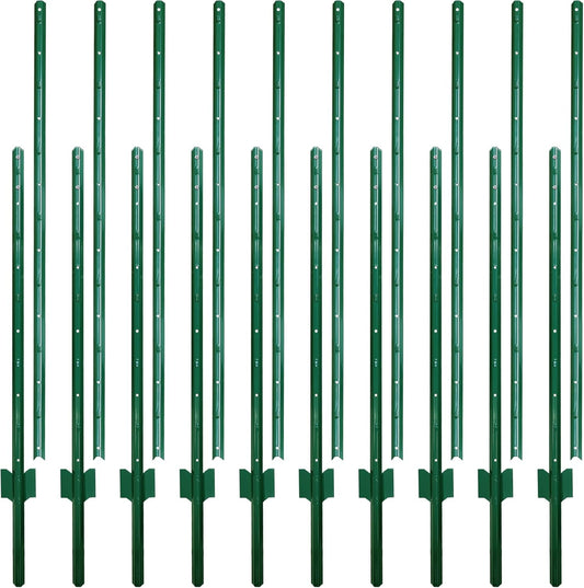 ARIFARO Sturdy Duty Metal Fence Posts 7 Feet assemblable,Pack of 10, No Digging Garden U Post for Wire Fencing Steel Poles for Yard, Outdoor