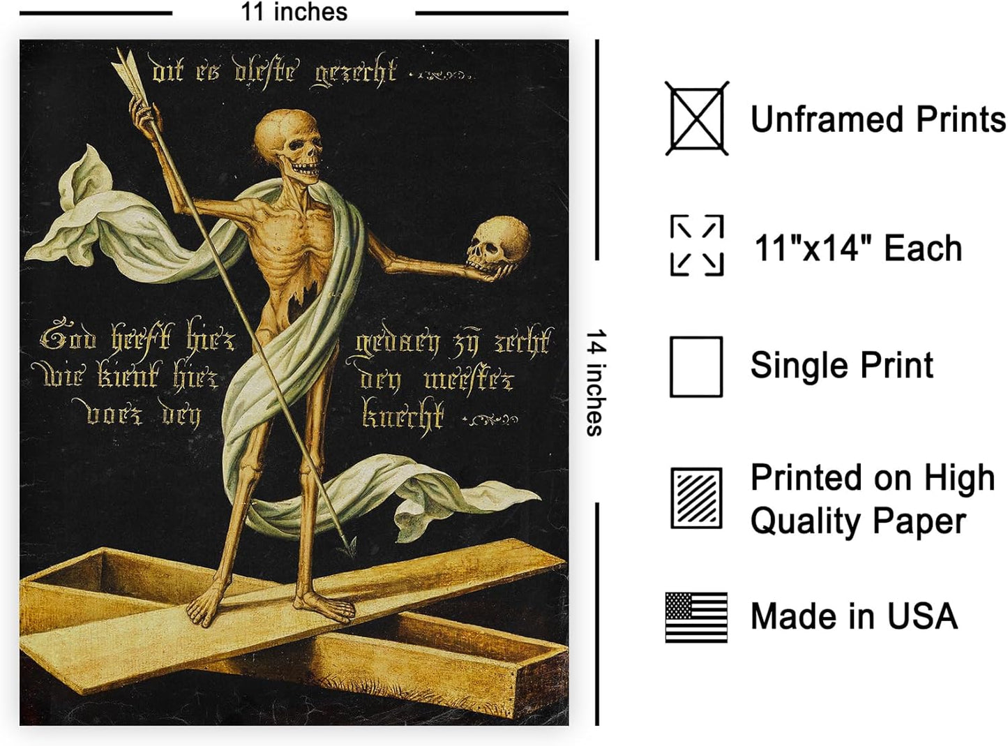 Poster Master Vintage Allegory of Life and Death Poster - Retro Skeleton Print - Halloween Art - Gift for Men & Women - Gothic Wall Decor for Dorm, Living Room or Bedroom - 11x14 UNFRAMED Wall Art