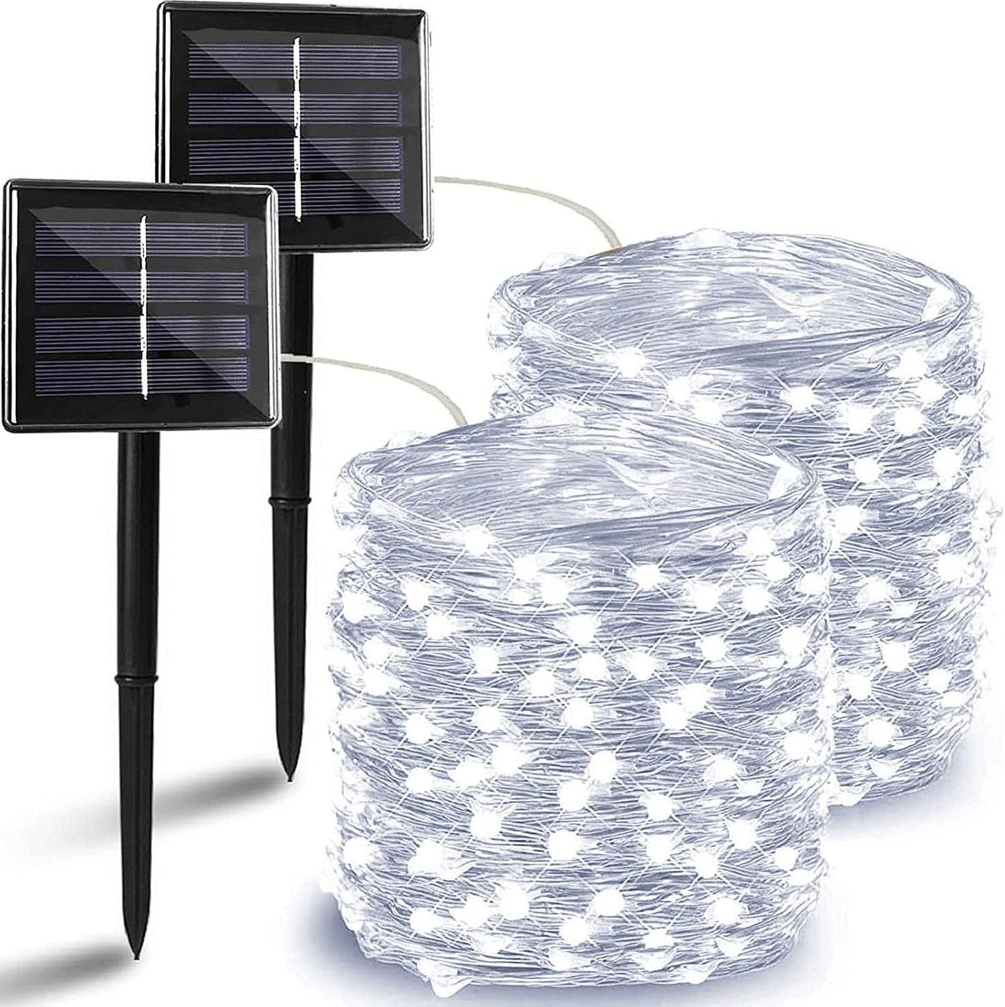 Solar String Lights Outdoor, 2-Pack Each 72FT 200 LED Solar Christmas Twinkle Lights Outside Waterproof Copper Wire with 8 Modes Solar Fairy Lights for Garden Tree Birthday Christmas Decor(Cool White)