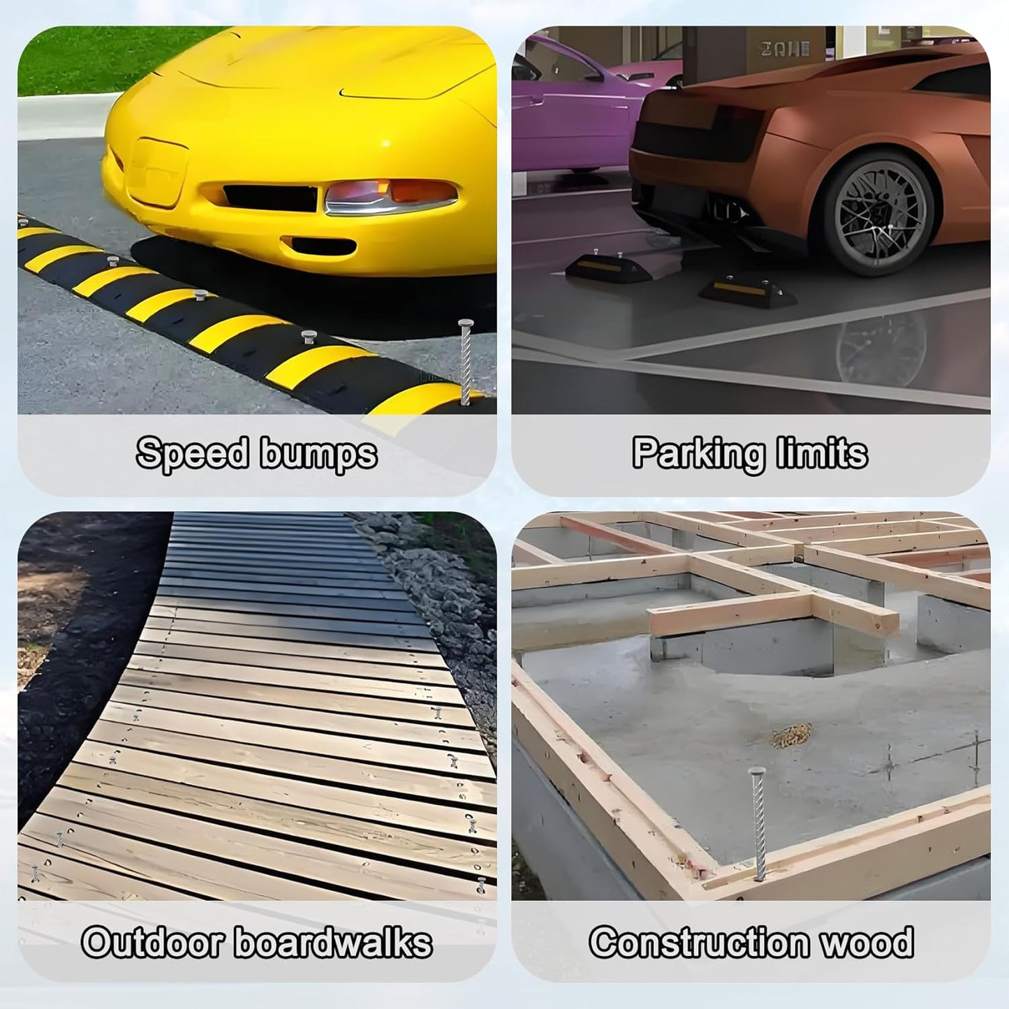 VVOKGO 12 Inch Rebar Stakes Metal Asphalt Anchoring Spikes Ground (16pcs), 1/2 Inch Diameter Galvanized Landscape Anchors Heavy Duty for Speed Bump, Handicap Threshold Ramps, Parking Limits Curb, Tarp