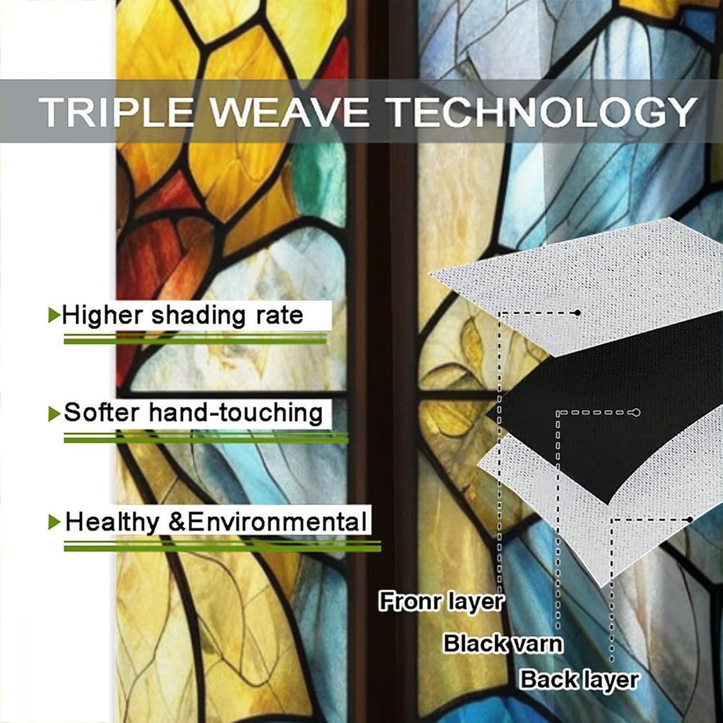 Stained Glass Curtains,Retro Abstract Colorful Art Home Decor Drapes for Bedroom Living Room Kitchen Window Treatment 2 Panels Set Total Size 63" W X 72" L Inch