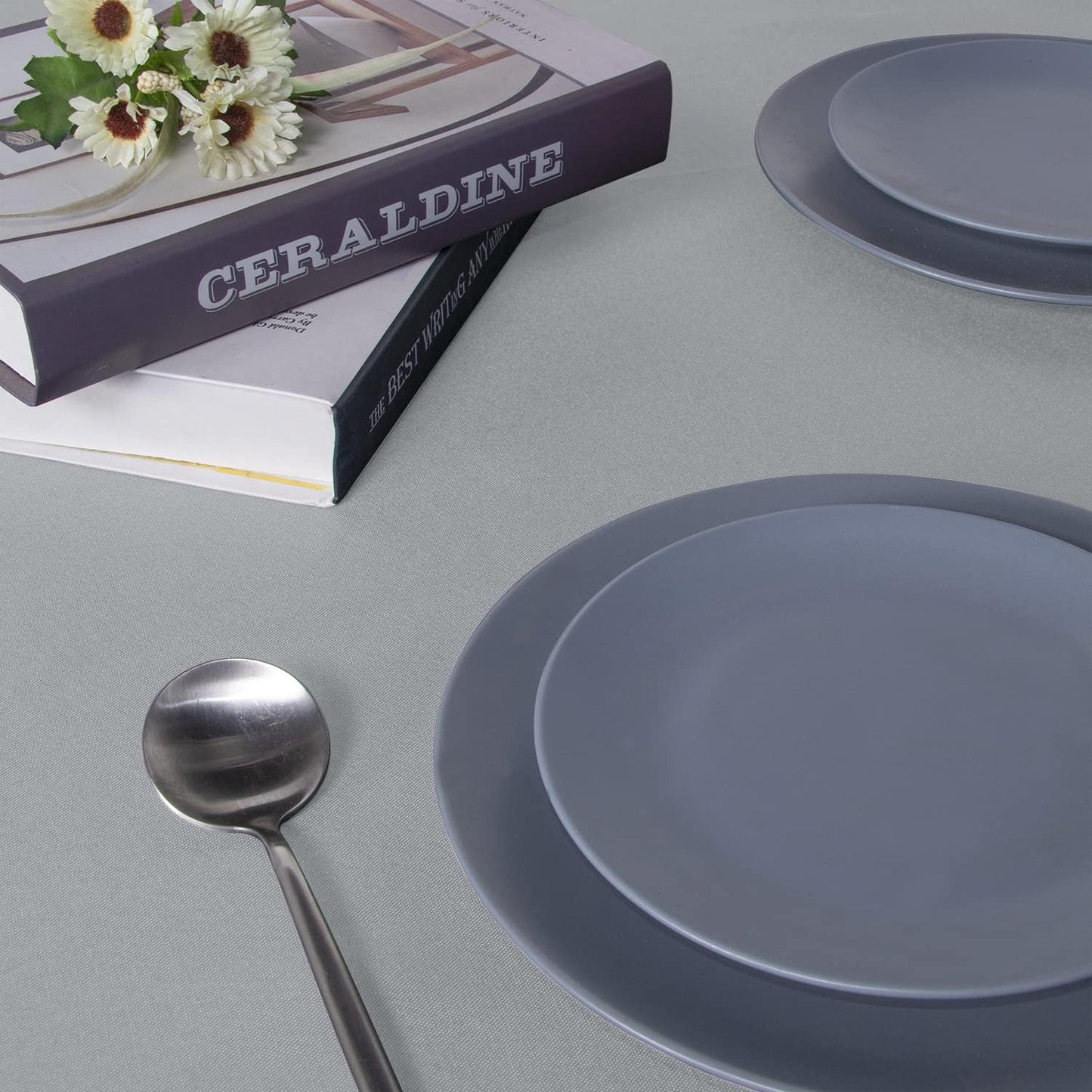 sancua Rectangle Tablecloth - 70 x 90 Inch - Stain and Wrinkle Resistant Washable Polyester Table Cloth, Decorative Fabric Table Cover for Dining Tables, Buffet Parties and Camping, Silver Grey