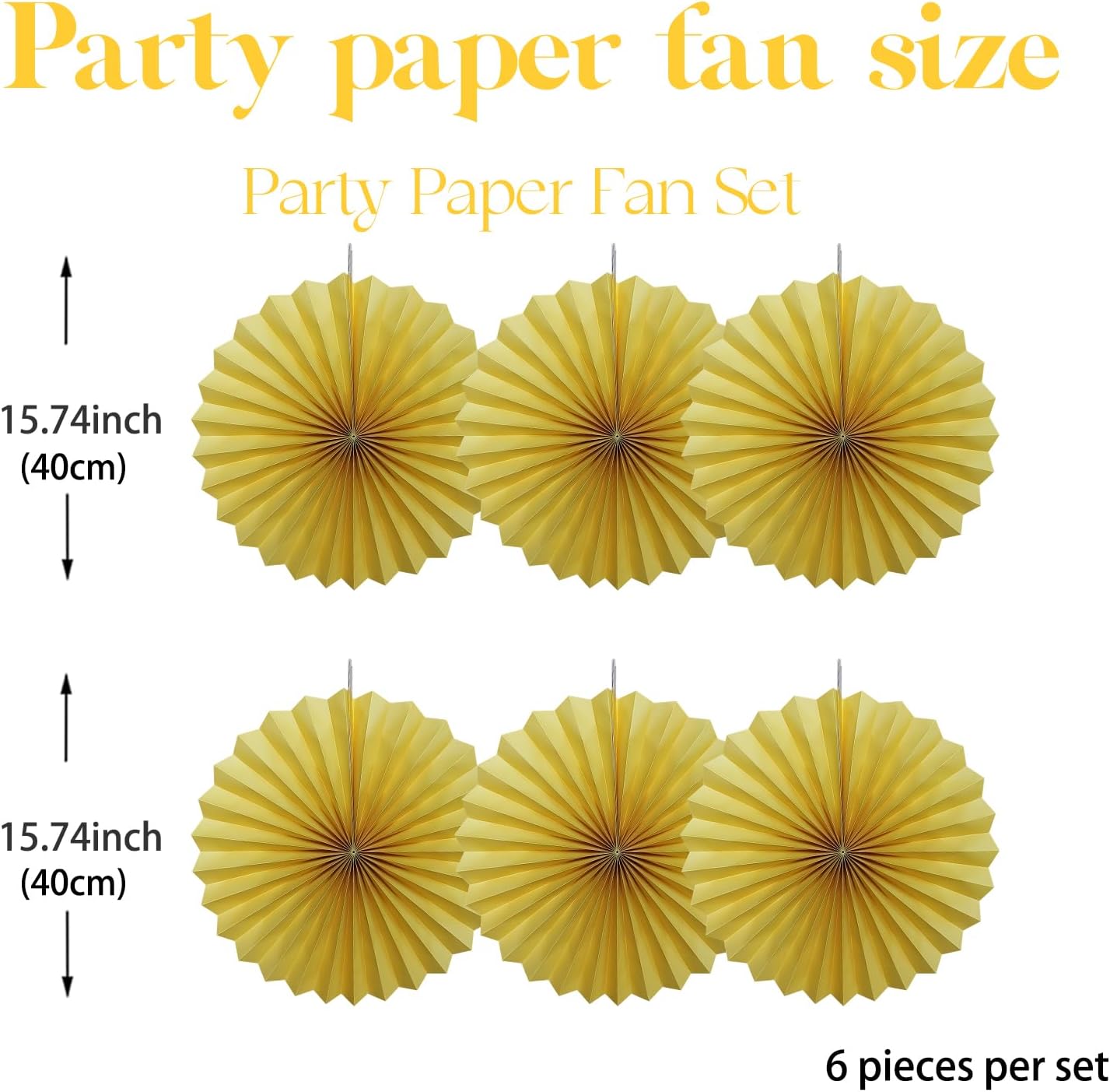 Yellow Birthday Decorations,DIY Yellow Paper Fans Hanging Decoration ,Party Supplies Party Fans 16in, Wedding Graduation Events Accessories 30 Color DIY Set （Yellow）