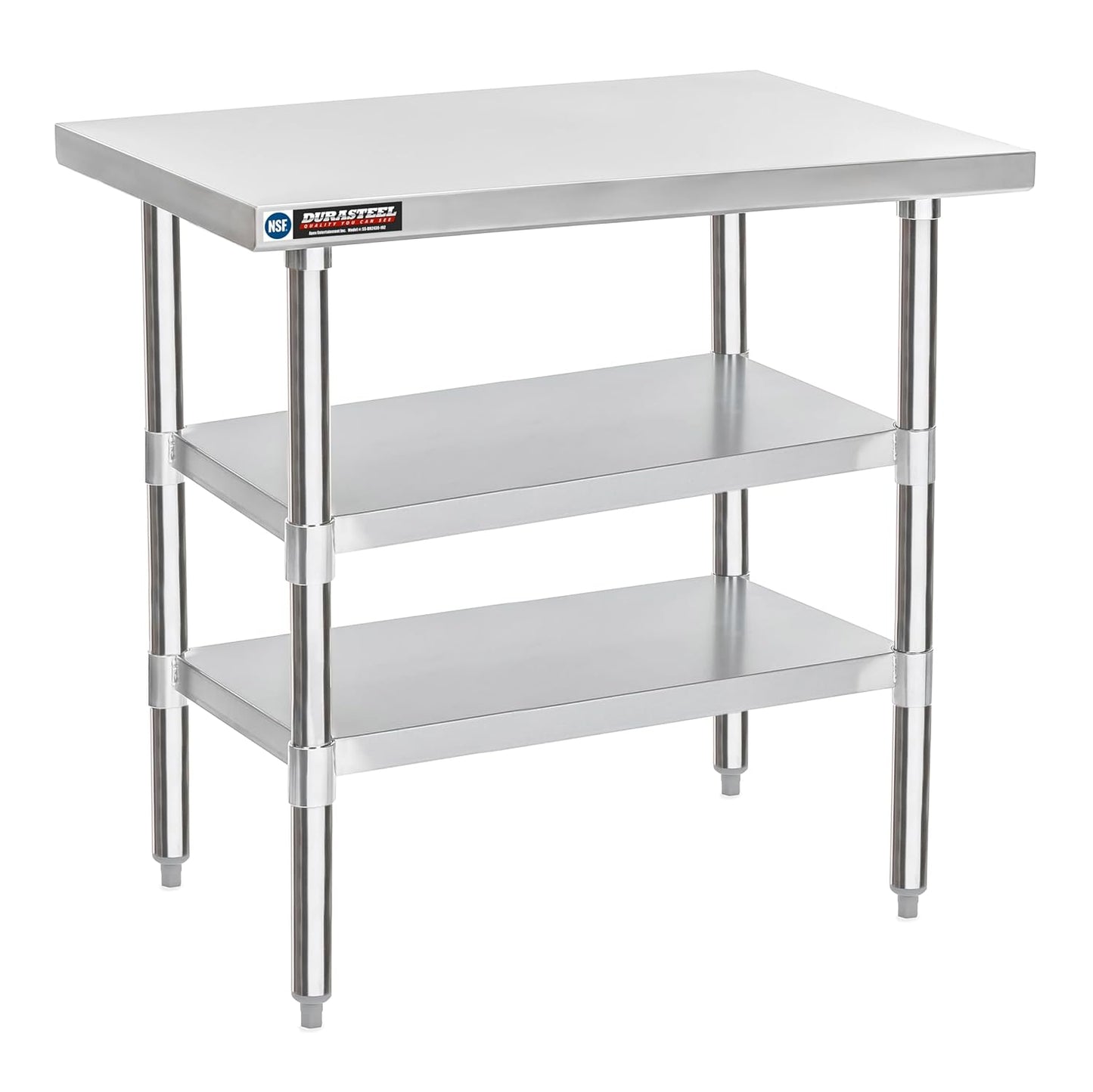 DuraSteel Food Prep Stainless Steel Table - 24 x 36 Inch Commercial Metal Workbench with Adjustable Under Shelf - NSF Certified - for Restaurant, Warehouse, Home, Kitchen, Garage