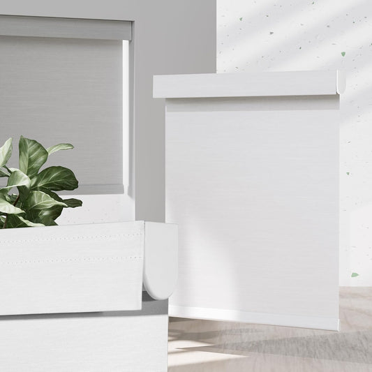 Blackout Roller Shades for Indoor Windows, Cordless Jacquard Fabric-Matched Roller Blinds, Easy to Install Privacy UV Protection Roll Up Blinds for Home Office, Pure White, 32" W x 72" H