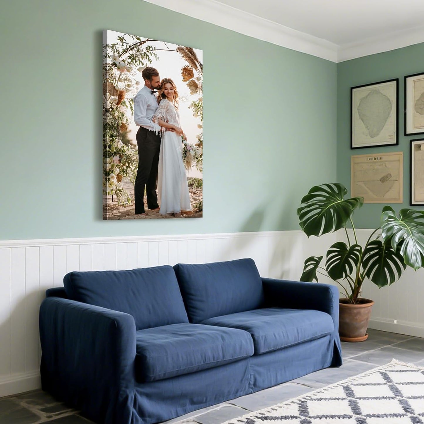 Custom Canvas Prints with Your Photos - Personalized Pictures Print, Customized Photo Gifts, Wall Art Poster Canvas Printing for Wedding, Family, Baby, Pets, Home Office Decor, Wrapped Frame 20x40